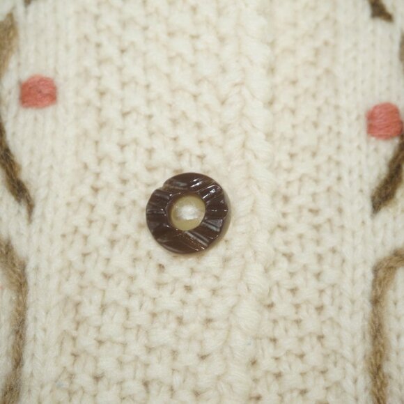 Vintage 80s Haziipar Hungarian Handmade Folklore Bobble Cardigan Sweater - Picture 5 of 10